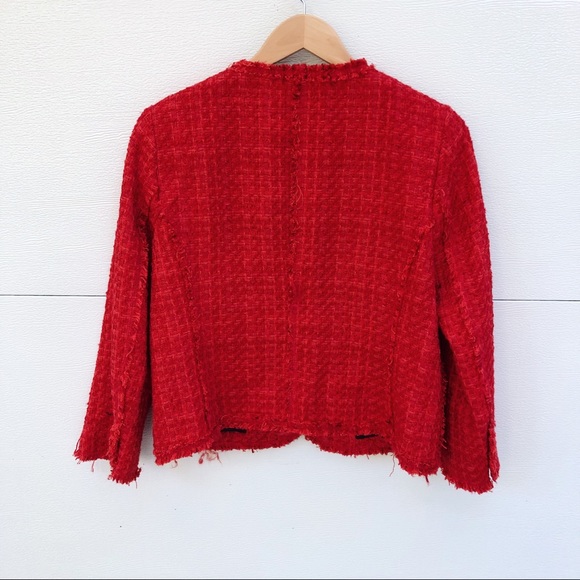 🎉HP🎉❣️ZARA TWEED JACKET BEAUTIFUL RED❣️ - Picture 5 of 7
